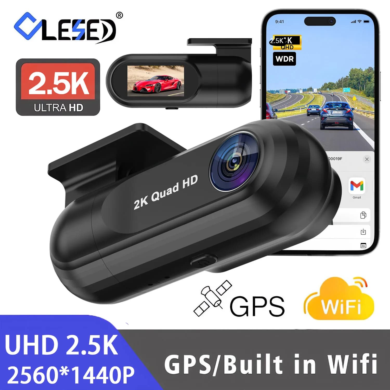 UHD 2.5K 2560*1440P Dash Cam GPS WiFi Front 2K DVR Video Recorder 24H Parking Night Vision Mini Dash Cam For Car Black Box