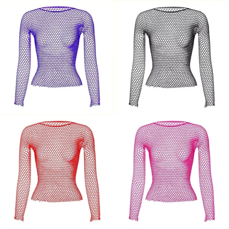 Party Fashion Hollow Out Basic T Shirts Mens Sexy Hollow Out See Through Mesh T-shirt Men Spring Vintage Slim Fit Elastic Tees