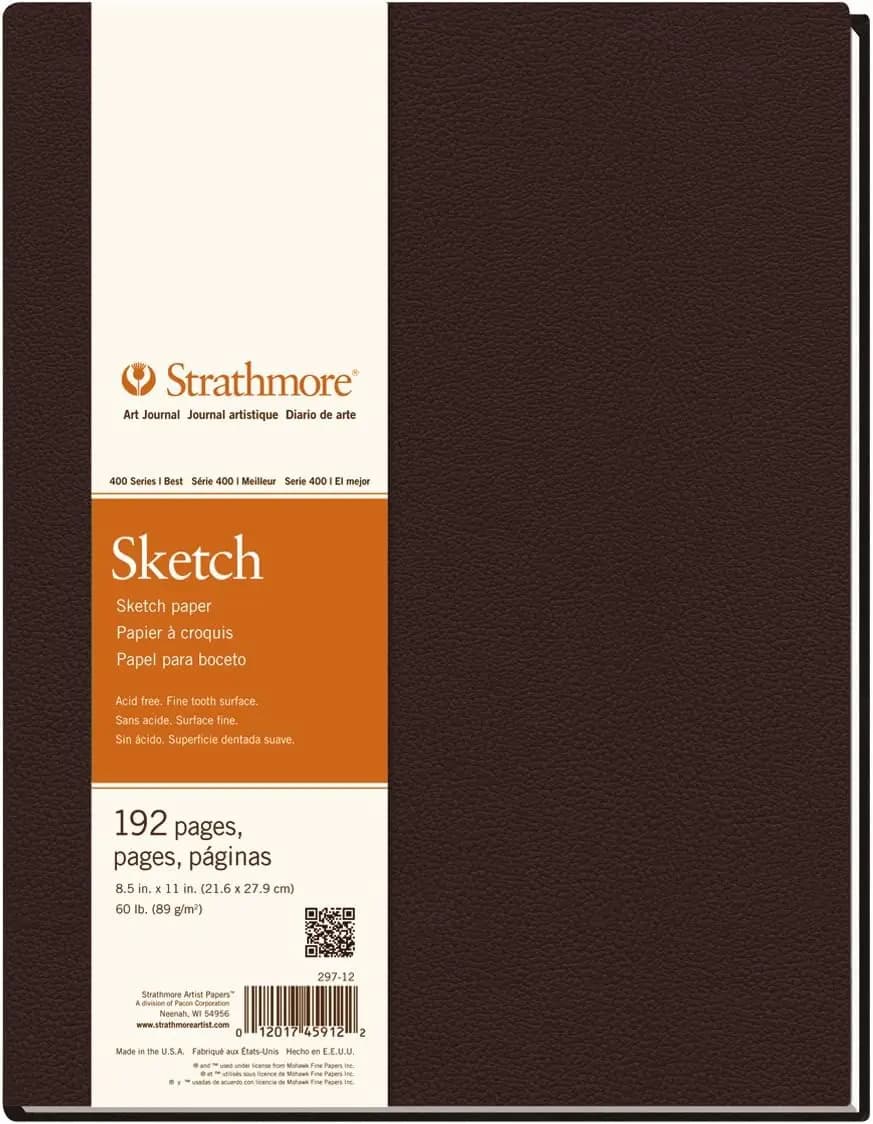 Hardbound Art Journal Sketchbook, 8.5x11, 96 Sheets, Lay-Flat Pages