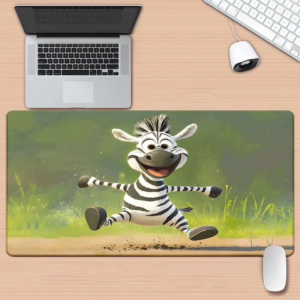 Tappetino per mouse XXL con zebra dei cartoni animati, tappetino da scrivania antiscivolo in gomma per ufficio