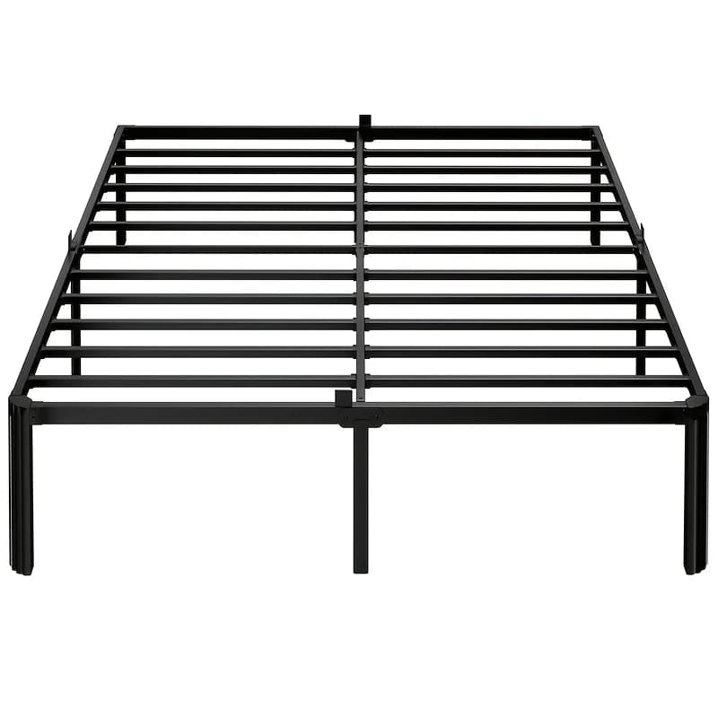 Letto con struttura in ferro da 14 pollici, misure Twin/Full/Queen/King, design con gambe rotonde a ventaglio rinforzate, con 4 fissaggi per materasso.