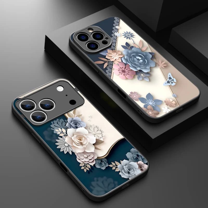 Custodia Magnetica Opaca Traslucida per iPhone 17 16 15 Pro 14 13 Pro Max 16e 17e Compatibile con MagSafe, Elegante Cover Posteriore Rigida in PC con Motivo Floreale 3D