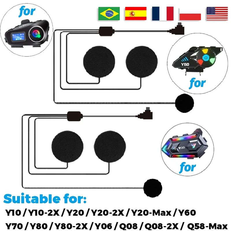Auricolare adatto per Q58max/Y10/Y10-2x/Y20/Y20-2x/Y20max/Y60/Y70/Y80/Y80-2x/Y06/Q08/Q08-2x interfono Bluetooth per casco moto
