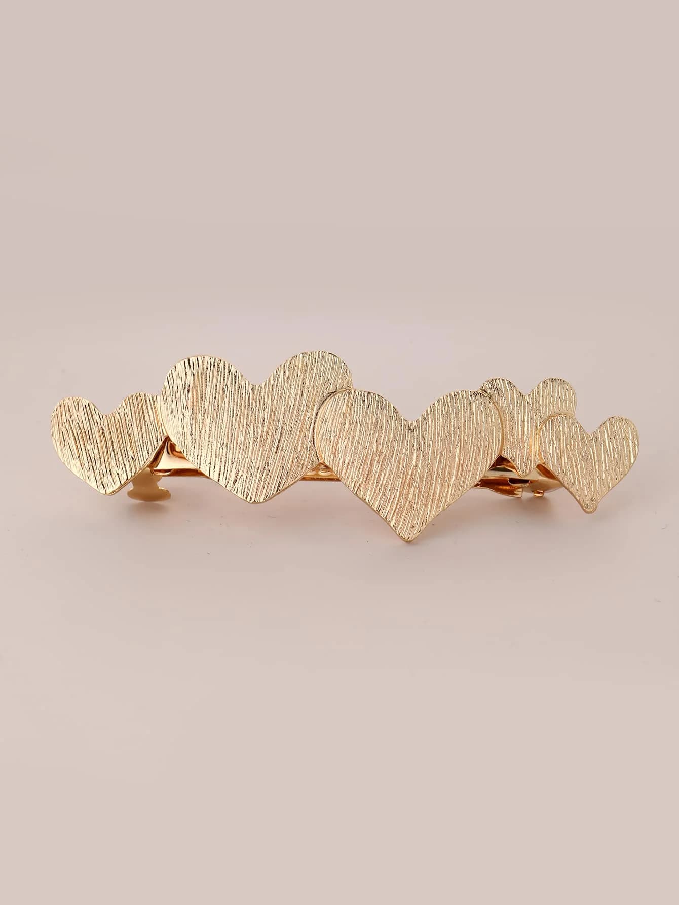Women Metal Heart Shaped Spring Hair Clip For Ponytail Casual Valentines Day Accessory