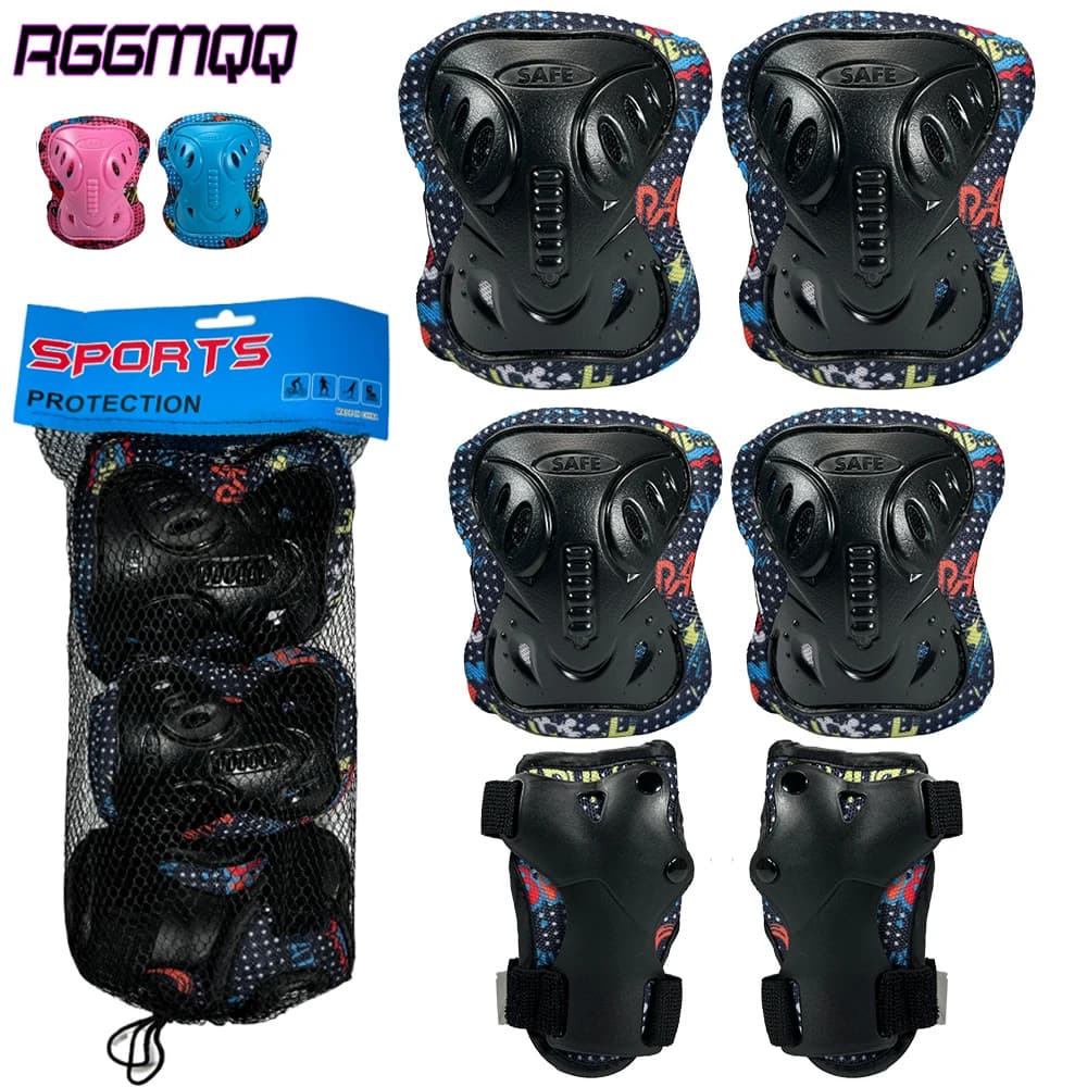 6 pezzi ginocchiere e gomitiere per bambini con protezioni per il polso set di equipaggiamento protettivo per pattinaggio skateboard ciclismo scooter, multi sport