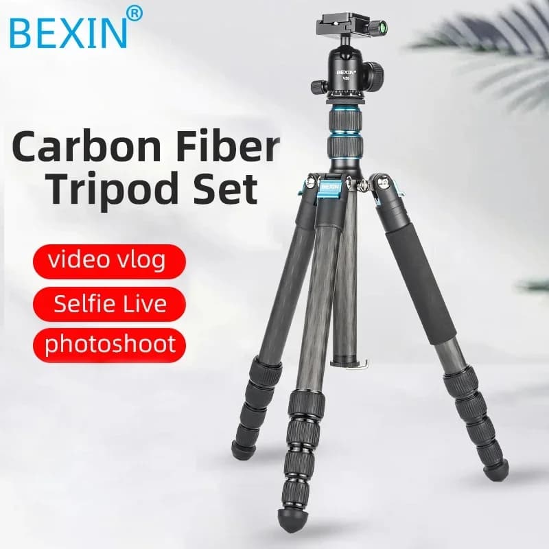 Treppiede per fotocamera Micro SLR, portatile da esterno, in fibra di carbonio, supporto per cellulare per live streaming