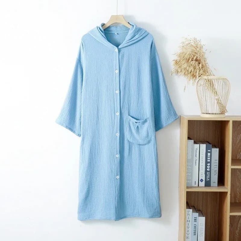 Primavera Autunno Donna Casual Abito da donna 100% cotone Accappatoio Donna Manica lunga Vestaglia Pigro Blacket Vestaglie Abiti per la casa
