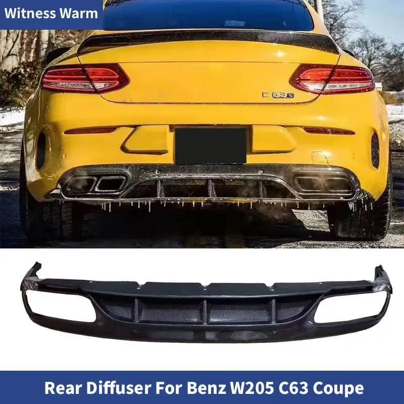 For W205 Coupe 2 Doors Carbon Fiber bumper Rear Lip Diffuser for Mercedes-benz W205 C300 C63S C43 15-UP