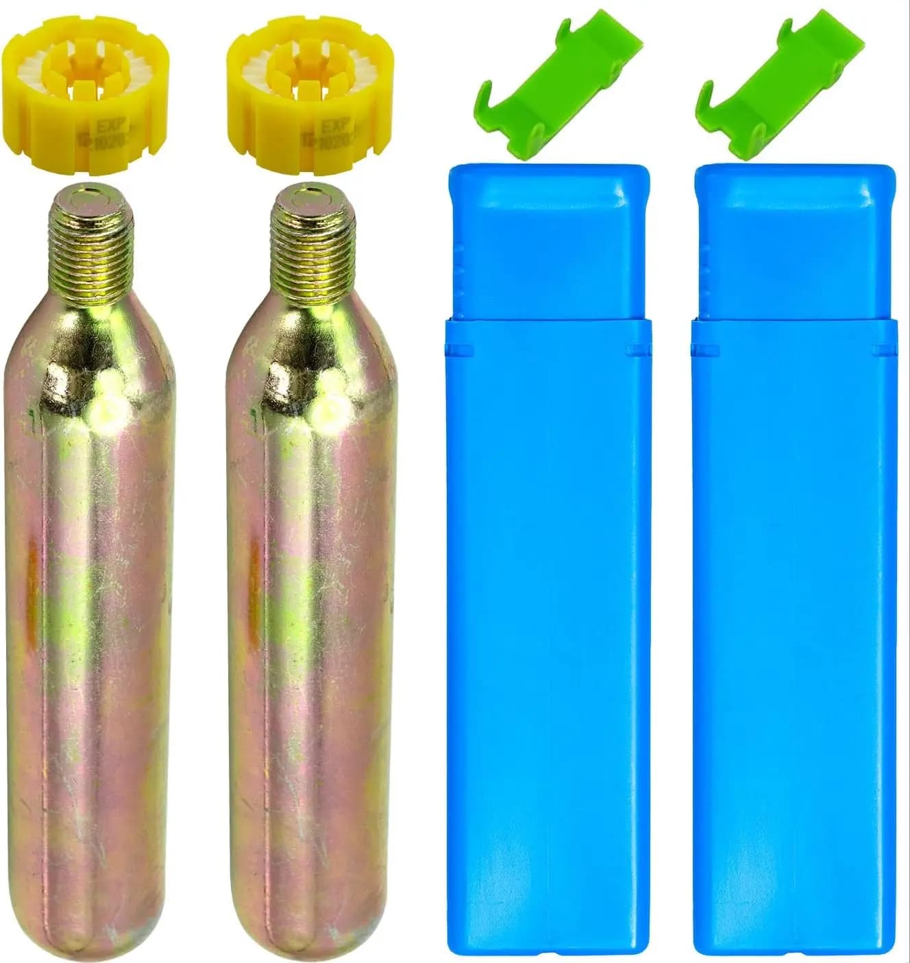 Confezione da 2 Cartucce di CO2, 24g e 33g, Filettatura da 1/2 Pollice per Giubbotti di Salvataggio Gonfiabili e Gilet per Sport Acquatici