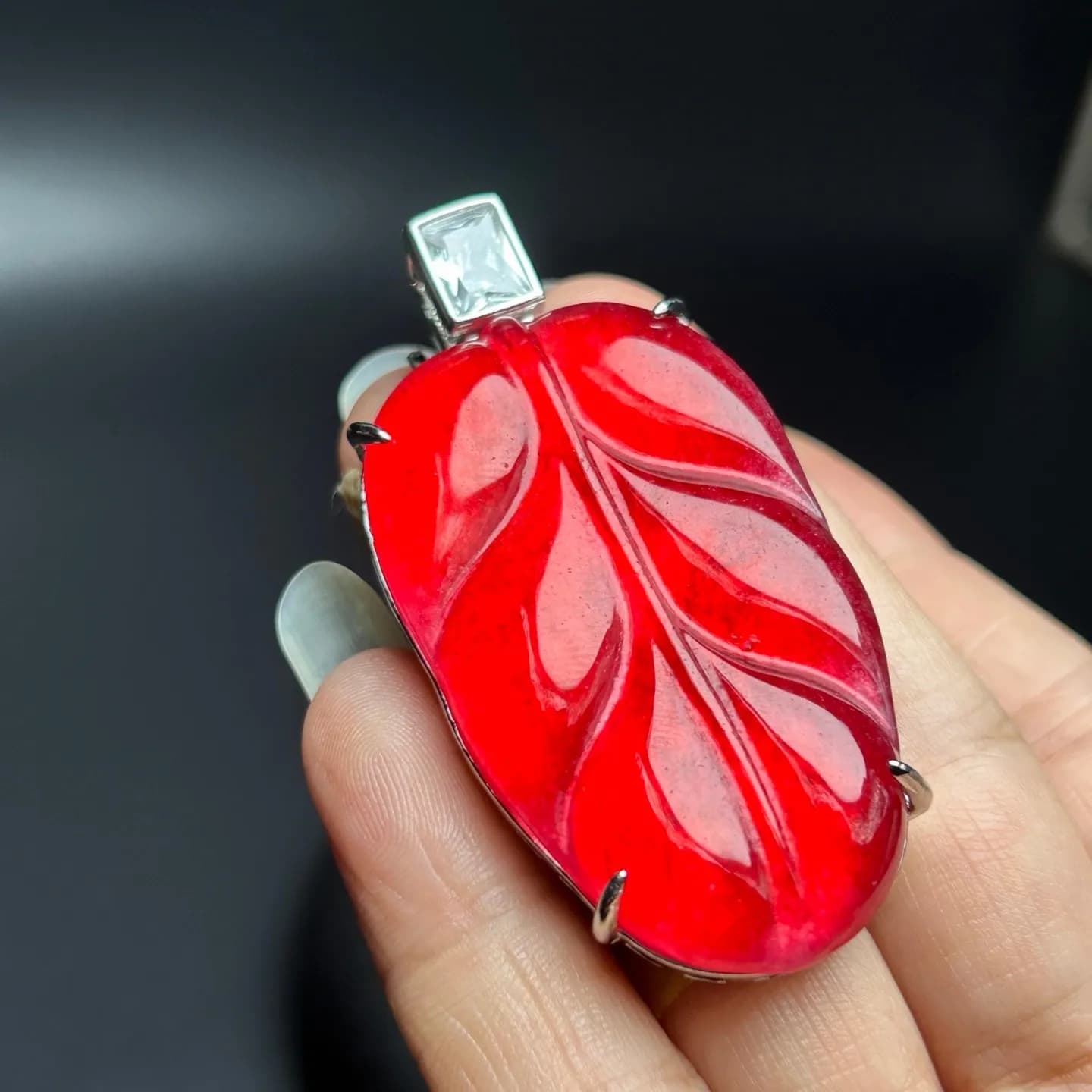 AAA Real Natural Ice Red Jade Jadeite Amulet Inlay Pendant&Necklaces