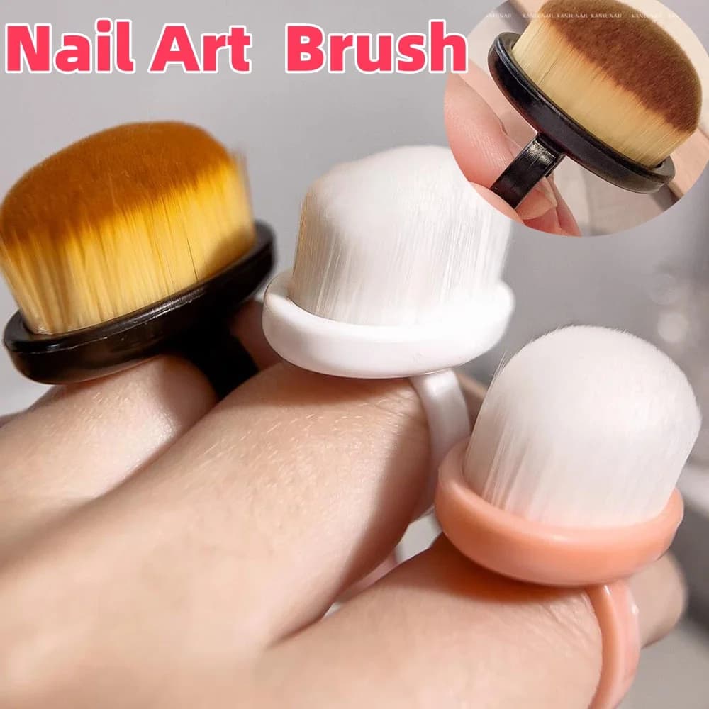 1 pz spazzola per la pulizia della polvere per nail art rimuovi lo smalto gel polvere in polvere anello per dito in plastica spazzole pulite per trucco manicure accessorio