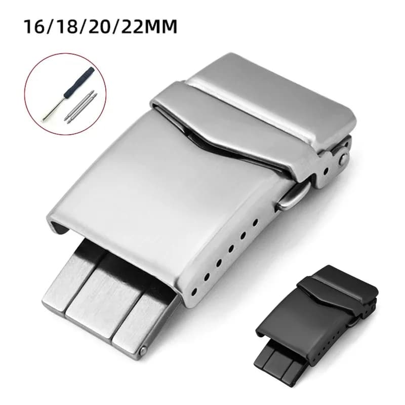 16mm 18mm 20mm 22mm Watch Folding Buckle Solid Stainless Steel 316L Man Women's Watch Silicone Strap Buckle Metal Strap