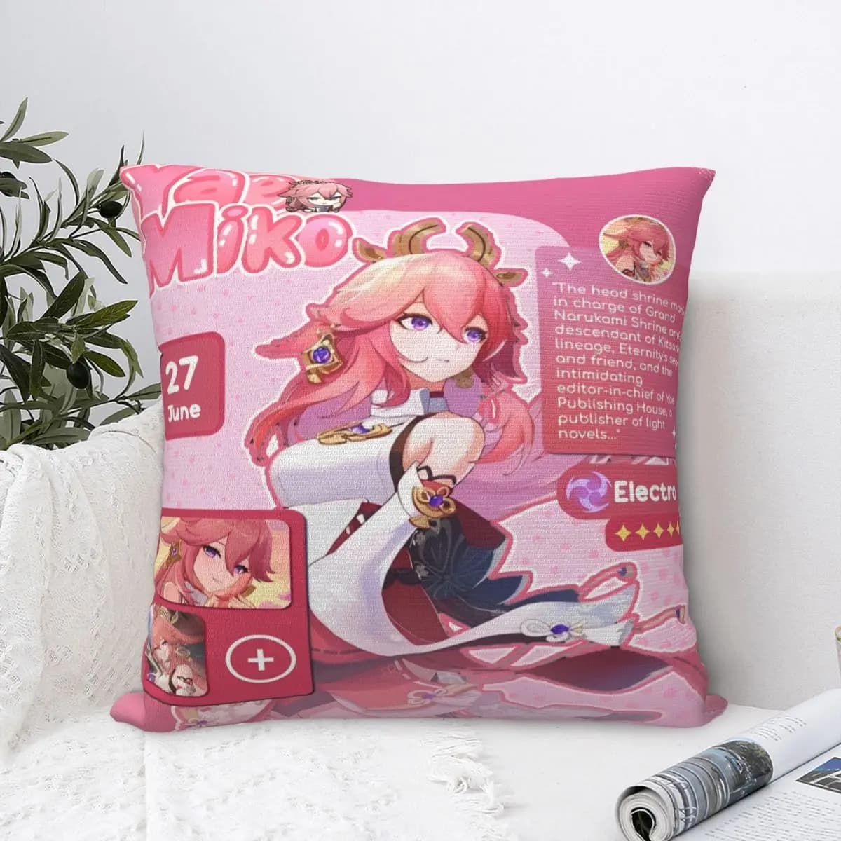 Decorations for sofas Yae Miko Genshin Impact Faith Merch Faithful for pillows Hinge Multi size