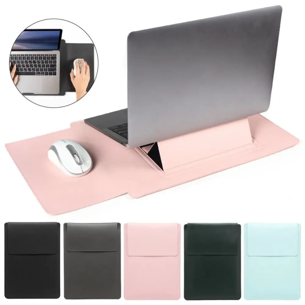 Custodia per laptop da 13 15 pollici con supporto Custodia per tablet in pelle PU Borsa per computer Ultrabook antiurto con tappetino per mouse per HP/Dell/Superficie