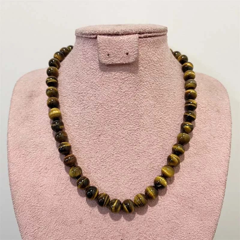 4/6/8/10MM Yellow Tiger Eye Necklace Grade A Hot Sale Natural Stone Wedding Party Power Jewelry Manual Work with Custom Size