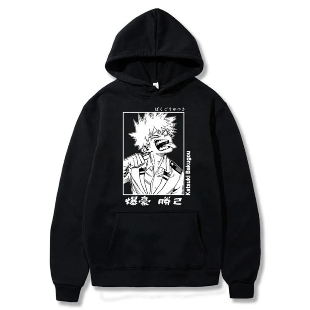 Felpa con Cappuccio Versatile da Uomo per Primavera e Autunno con Stampa Anime 'Explosive Hero Victories'