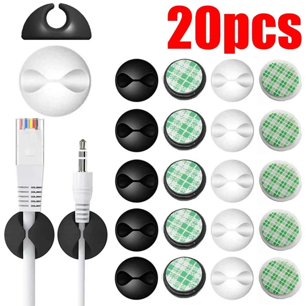 20/10PCS Silicone Data Lines Desktop Management Compatible Clips Stickers Self-adhesive Wire Fixer Cable Organizers Cable Holder