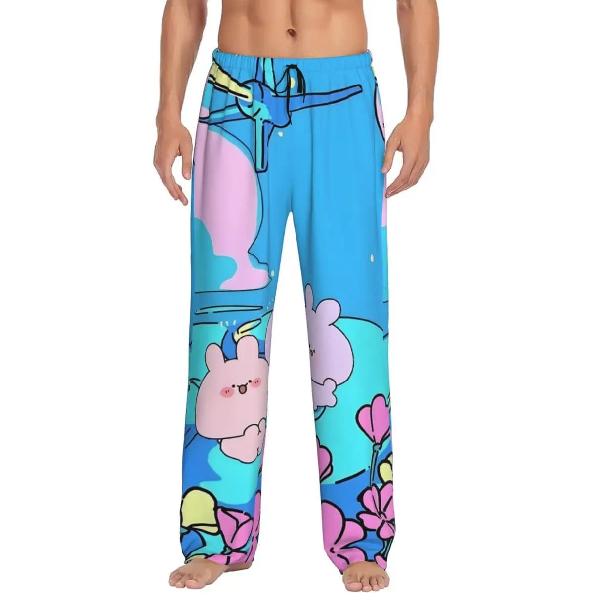 Pantaloni da pigiama carini A-Asamimichans cartoni animati personalizzati Indumenti da notte da uomo Cintura elastica Pantaloni da salotto con tasche