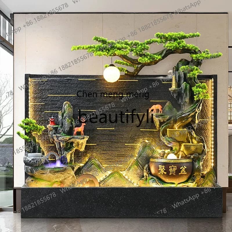 D178 Water curtain wall, running water screen, rockery, running water fountain, double-sided living room, office courtyard