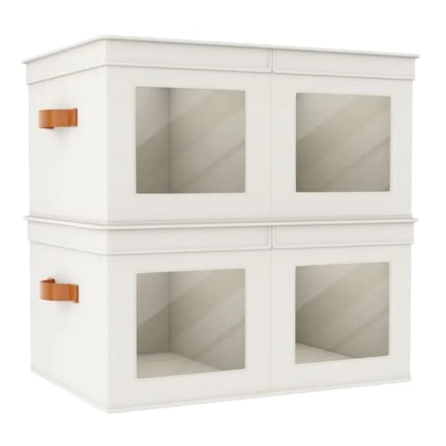 Large Storage Boxes with Covers, Folding Containers for Dresses [Pack of 2], Stoffe Cubes with Armour Handles