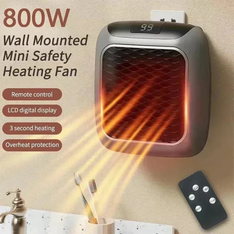 Riscaldatore elettrico portatile da 800 W UE Piccolo bagno Ventilatori di riscaldamento rapido Riscaldatore per camera da letto Dispositivo di riscaldamento per uso domestico con telecomando