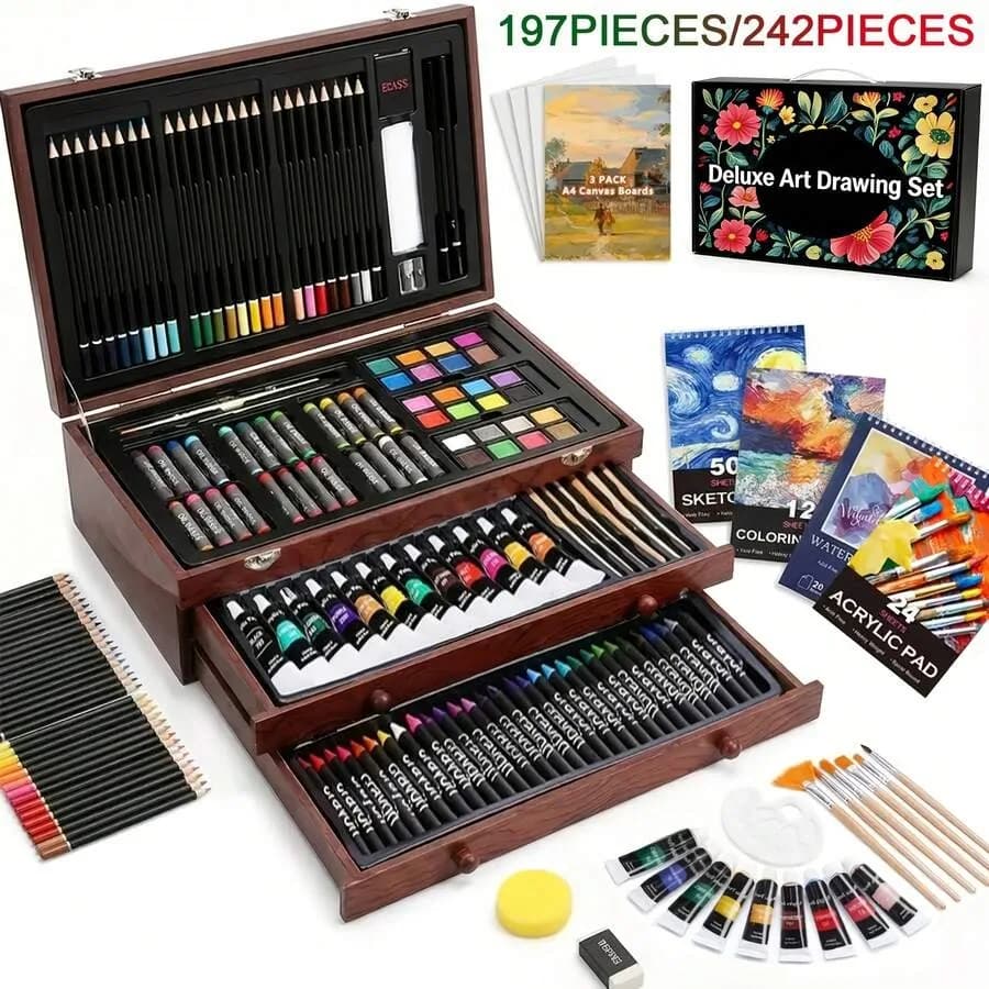 197-Piece Professional Acrylic Paint Set For Adults, Artists and Beginners - Complete All-In-One Drawing and Painting Art Suppl
