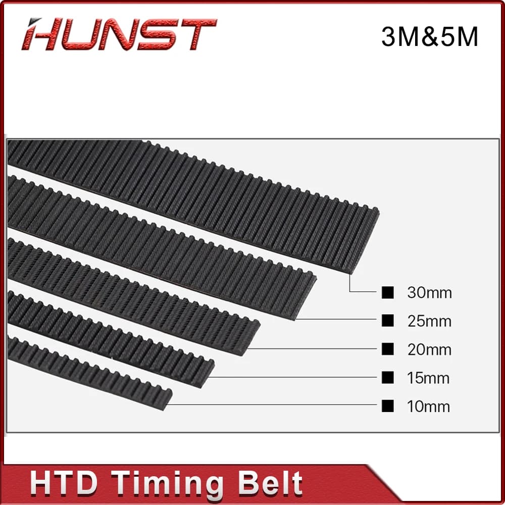 HUNST HTD 3M Series PU Open-Ended Timing Belt Transmission Belts Width 15mm 20mm For 3D Printer CO2 Laser Machine