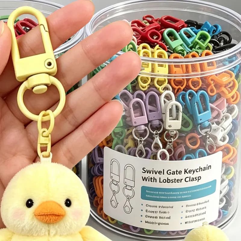 2026 New Colored Metal Lobster Keychains Ring Chain DIY Material U-shaped Keychains Accessories Doll Hanging Buckles