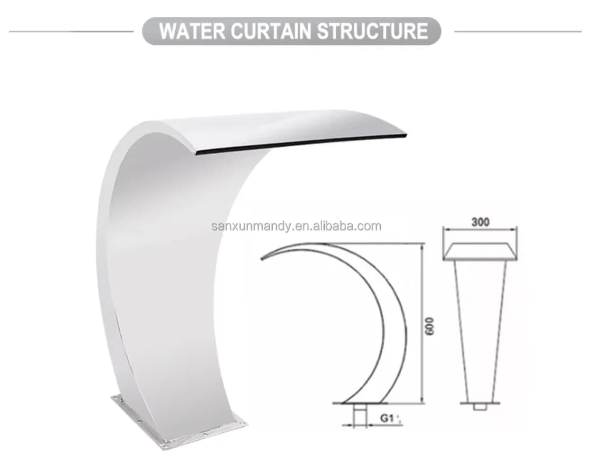 Portable Spa Waterfalls Durable Stainless Steel Ladder Durable Water Curtain Shower for Pools Pool Tools Swimming Accessories