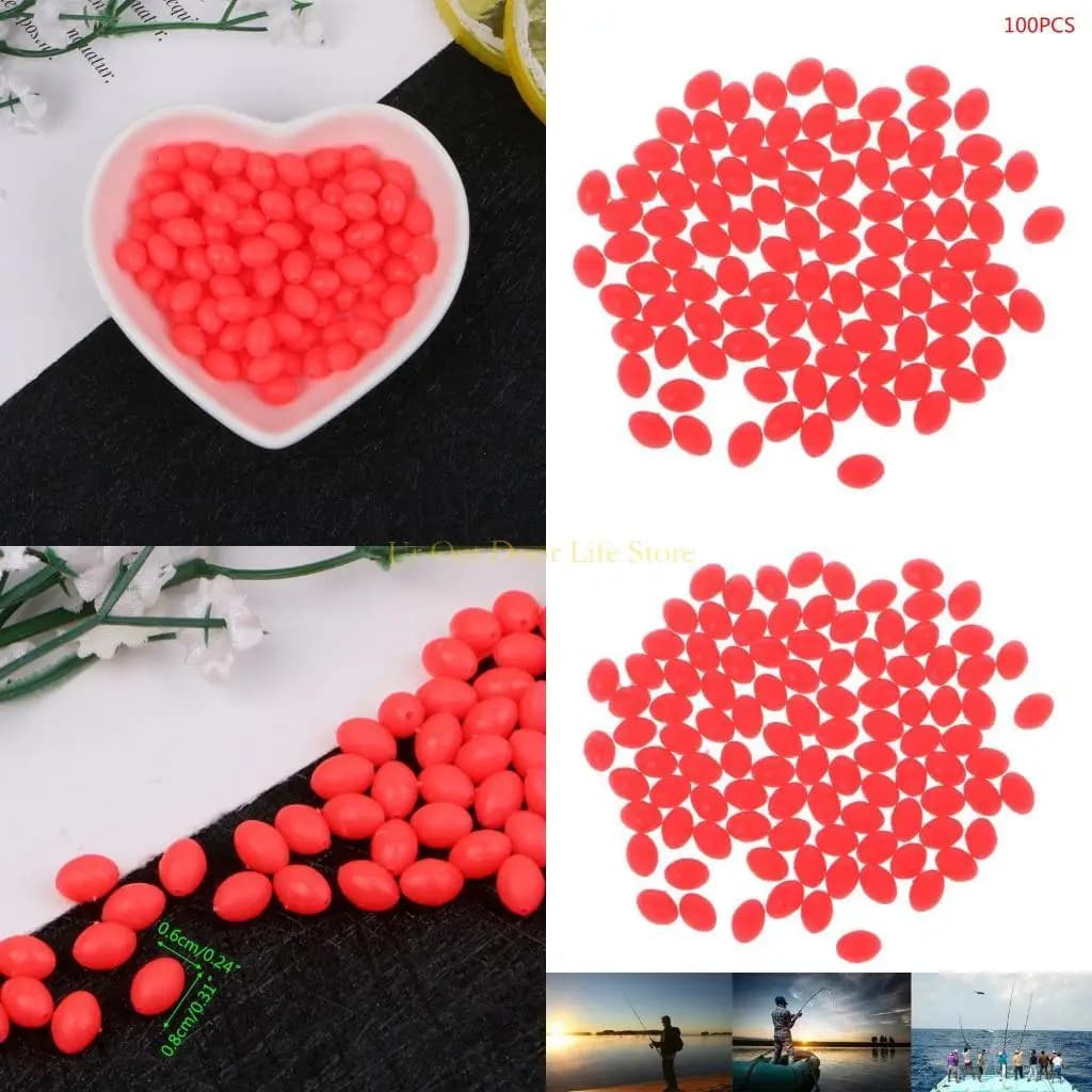 77UF 100 pezzi esche da pesca ovali luminose perline da pesca attrezzatura galleggiante galleggiante dura in mare