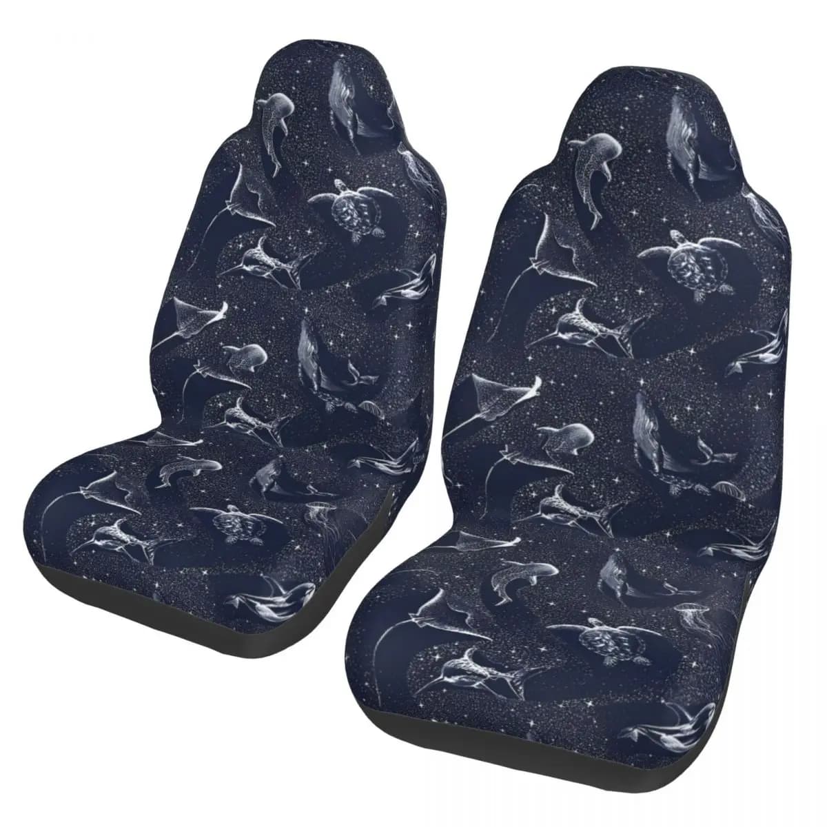 Universal Seat Cover with Cosmic Ocean Reason for Most Cars, Seat Covers with Marine and Shark Stars, in Polyester, for Fishing