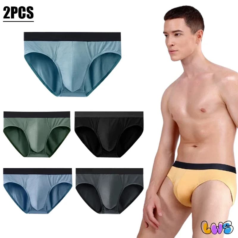 2 pezzi 60S slip da uomo 7A morbido modale mutandine maschili accogliente elastico mutande maschili pantaloncini grado antibatterico cavallo biancheria intima sexy