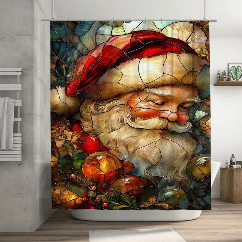 Tuniu Stravagante Babbo Natale Tenda da doccia Festivo Vacanza Decorazioni per il bagno Affascinante regalo di Natale Accento accogliente per la casa Artista unico