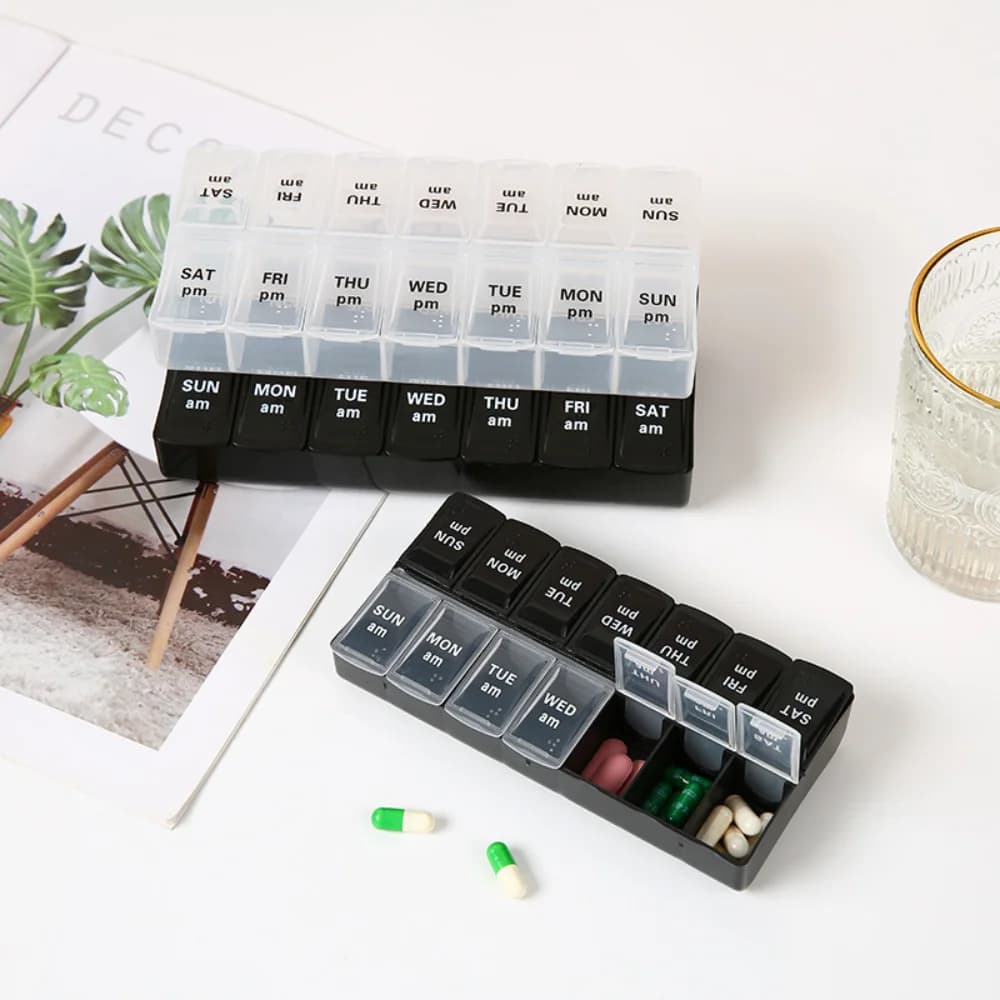 Pill Boxes 7 Day 2 Times A Day Daily Medication BPA-Free Medication Organizer, Easy to Open Daily Pill Case to Hold Vitamins