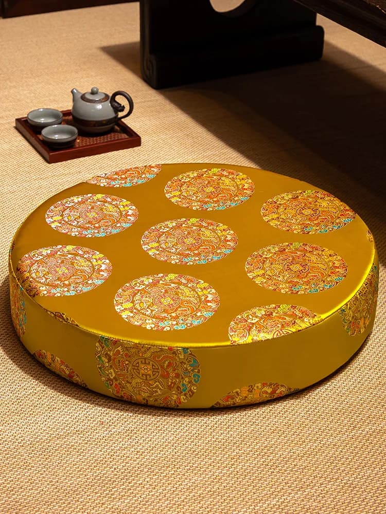 Zhenbei Zen Meditation Cushion Tatami Style Floor Mat Buddhist Worship Kneeling Pad Home Use round Shape Removable Cover
