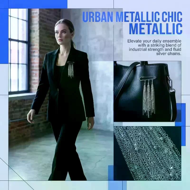 Spilla a catena in metallo da donna, spilla da risvolto con nappe, accessori gioiello per abiti eleganti