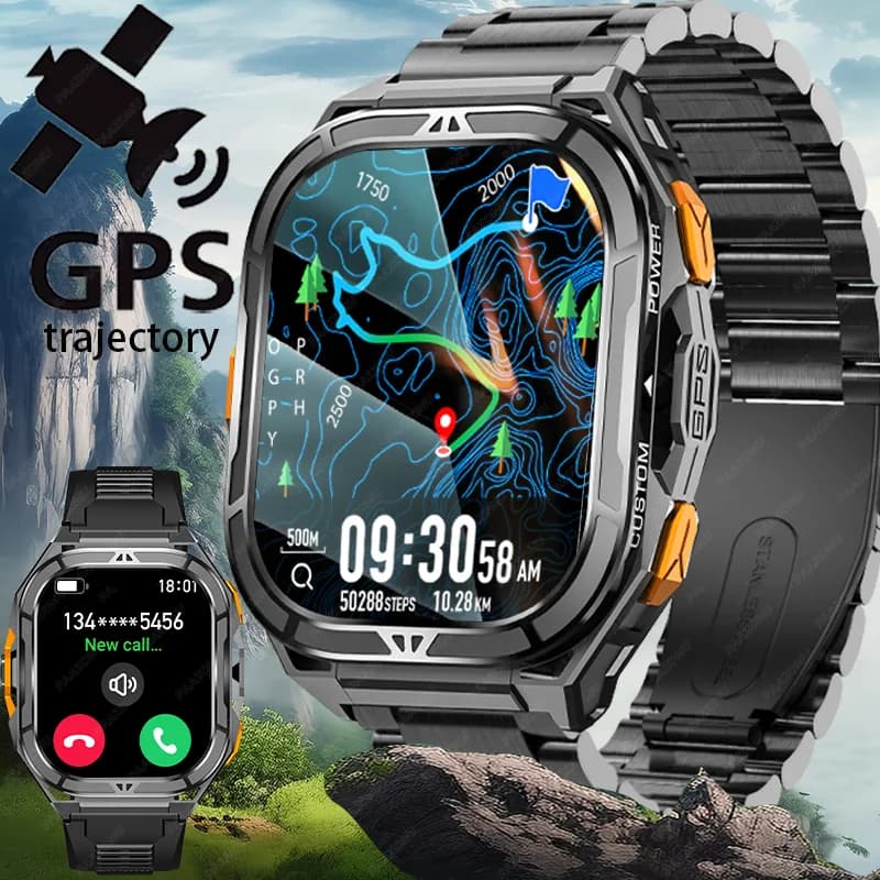 2025 New Integrated Dual-band GPS Smart Watch for Men Smartwatch Barometer 5ATM IP69K Waterproof AMOLED HD Watche