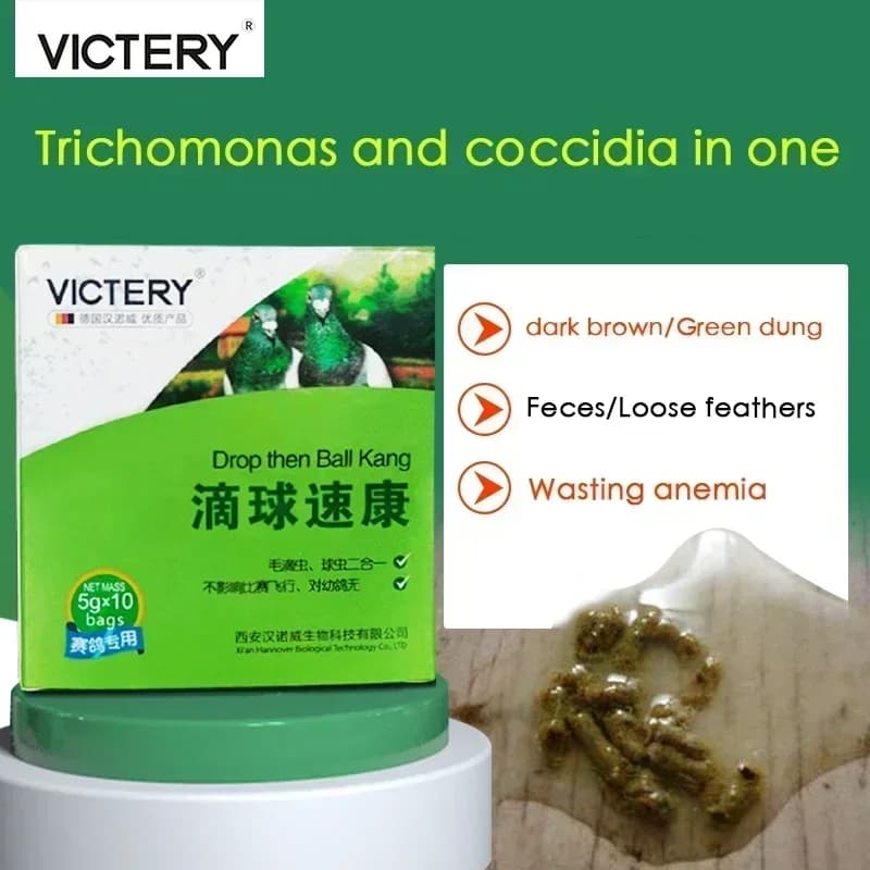 Trichomonas coccidia polvere 2 in 1 per piccioni da corsa In vivo rugiada piccione perdita di peso sgabello per sangue marrone medicina 5g * 10 sacchetti