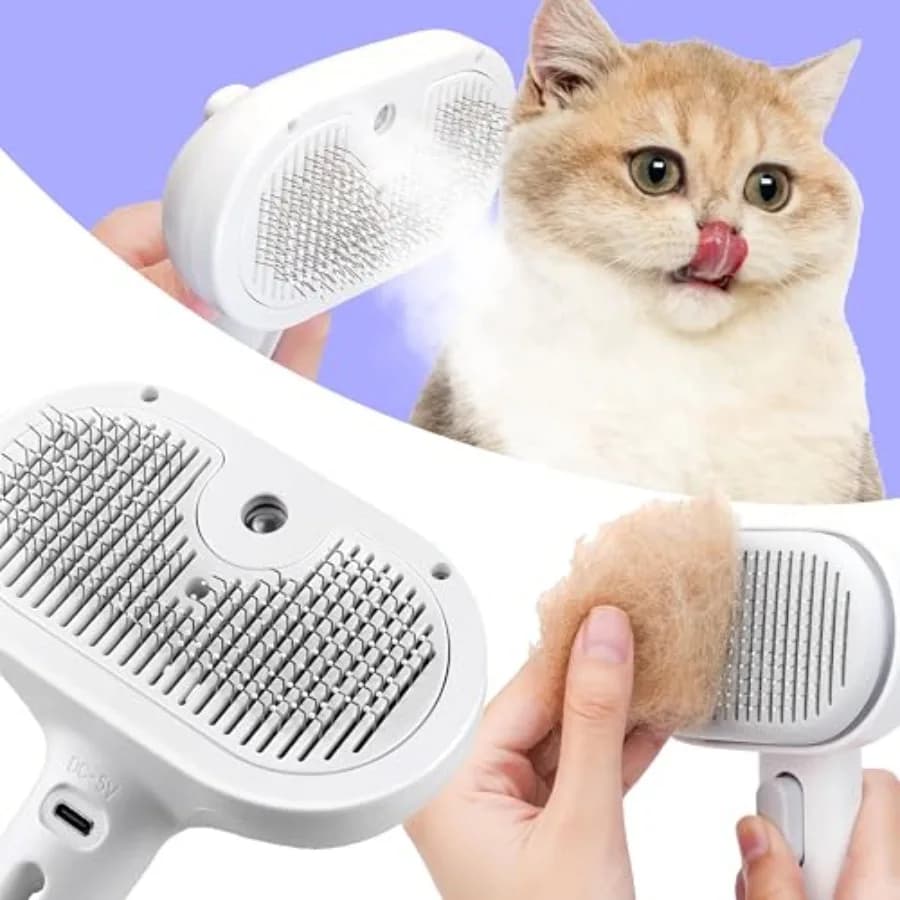 Strumento ricaricabile per la depilazione degli animali domestici 3 in 1 in silicone, autopulente, vapore, per massaggio, spargimento, toelettatura, rimozione peli di cani e gatti