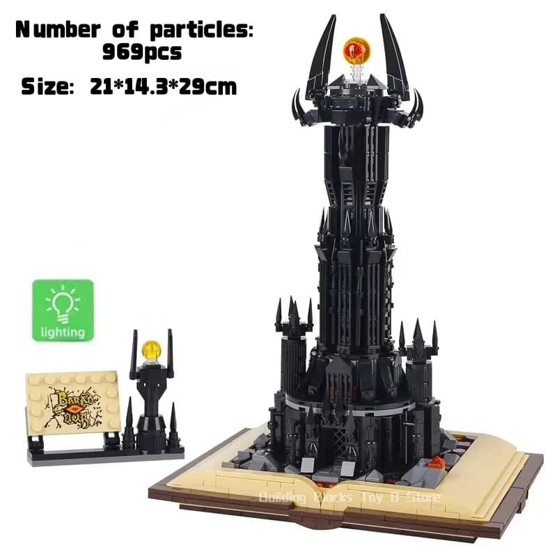 Set di Costruzioni Libro Magico della Torre Nera da 966 Pezzi, Modello di Castello della Magia Oscura con Luci, Giocattoli Educativi per Bambini