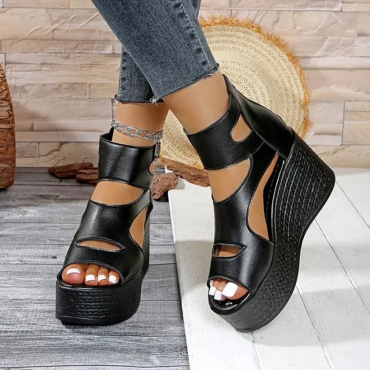 Sandali Donna con Zeppa e Plateau, Stile Romano, Aperti in Punta, Casual, Antiscivolo, per l'Estate - Sandalias De Mujer