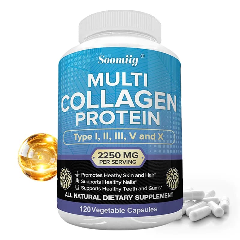 Complex collagen capsules: illuminate skin tone and help joints and cardiovascular, skin, hair, nails and digestive health