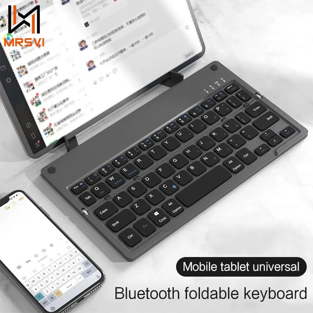 MRSVI B048 PLUS Tastiera Bluetooth pieghevole portatile Dispositivi con tastiera wireless con supporto Tastiera pieghevole per telefono, tablet