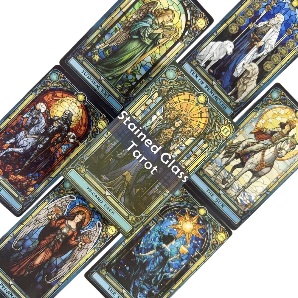 Mazzo di tarocchi completo in vetro colorato per feste in famiglia Gioco di carte di tarocchi di divinazione di predizione del futuro di alta qualità