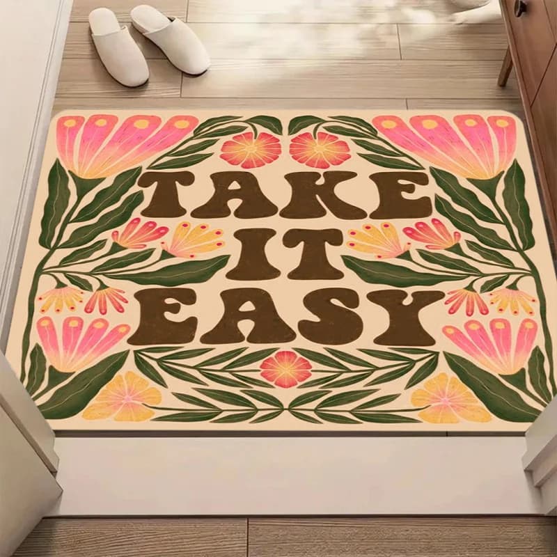 Retro Floral Wreath Trust Your Vision Eye Letter Doormat Non Slip Durable Boho Front Door Entrance Home Rug
