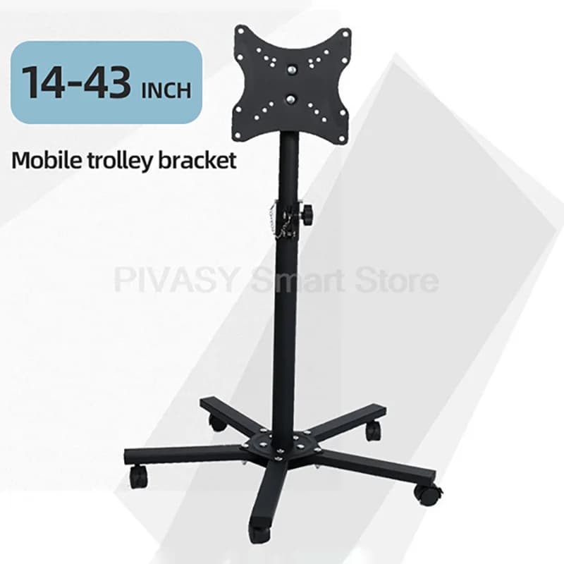 Universal TV Trolley Floor Support LCD monitor support without adjustable perforation on the lift for 14"-43" portable TV stand