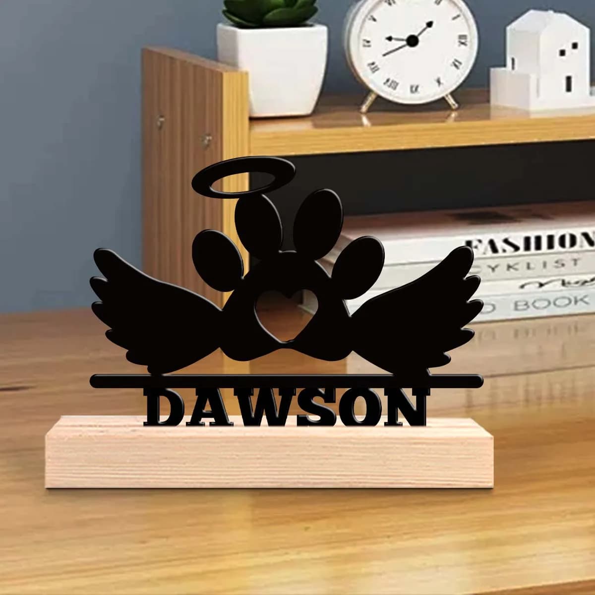 1pc Customized Metal Handicraft Ornaments Custom Content Equipped with A Wooden Base Desktop Decorations,Office Decorations