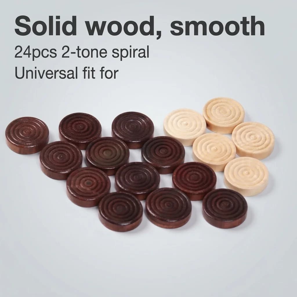 24 pezzi/set di pedine rotonde in legno per accessori da gioco di backgammon e scacchi