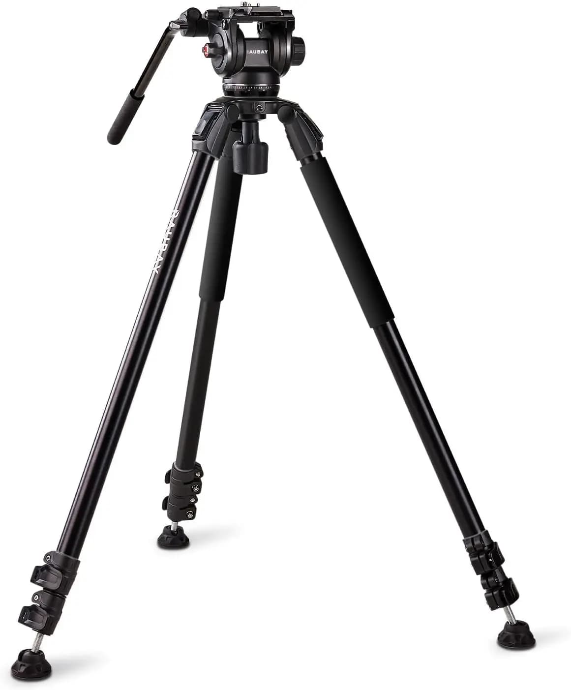 Treppiede per Videocamera da 70,8', Supporto Robusto con Rotazione a 360° ° Pan & 165 ° Testa fluida inclinabile, attacco da 75 mm