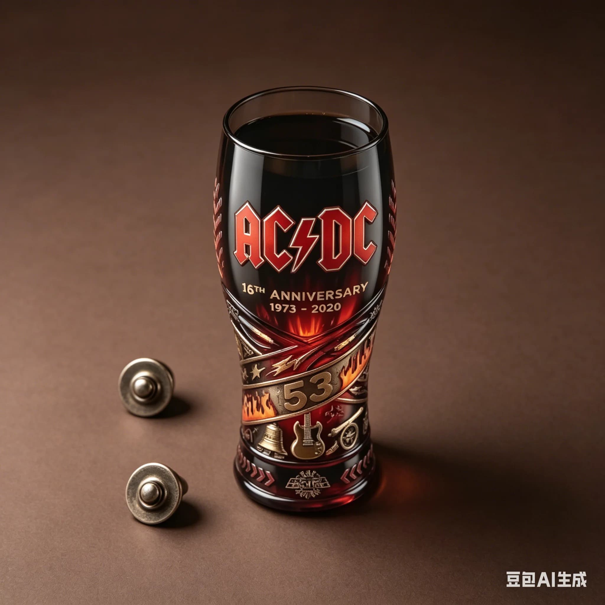 Bicchiere da Birra Commemorativo 53° Anniversario AC/DC con Design in Rilievo 3D, Articolo da Bar per Amanti della Musica e Fan
